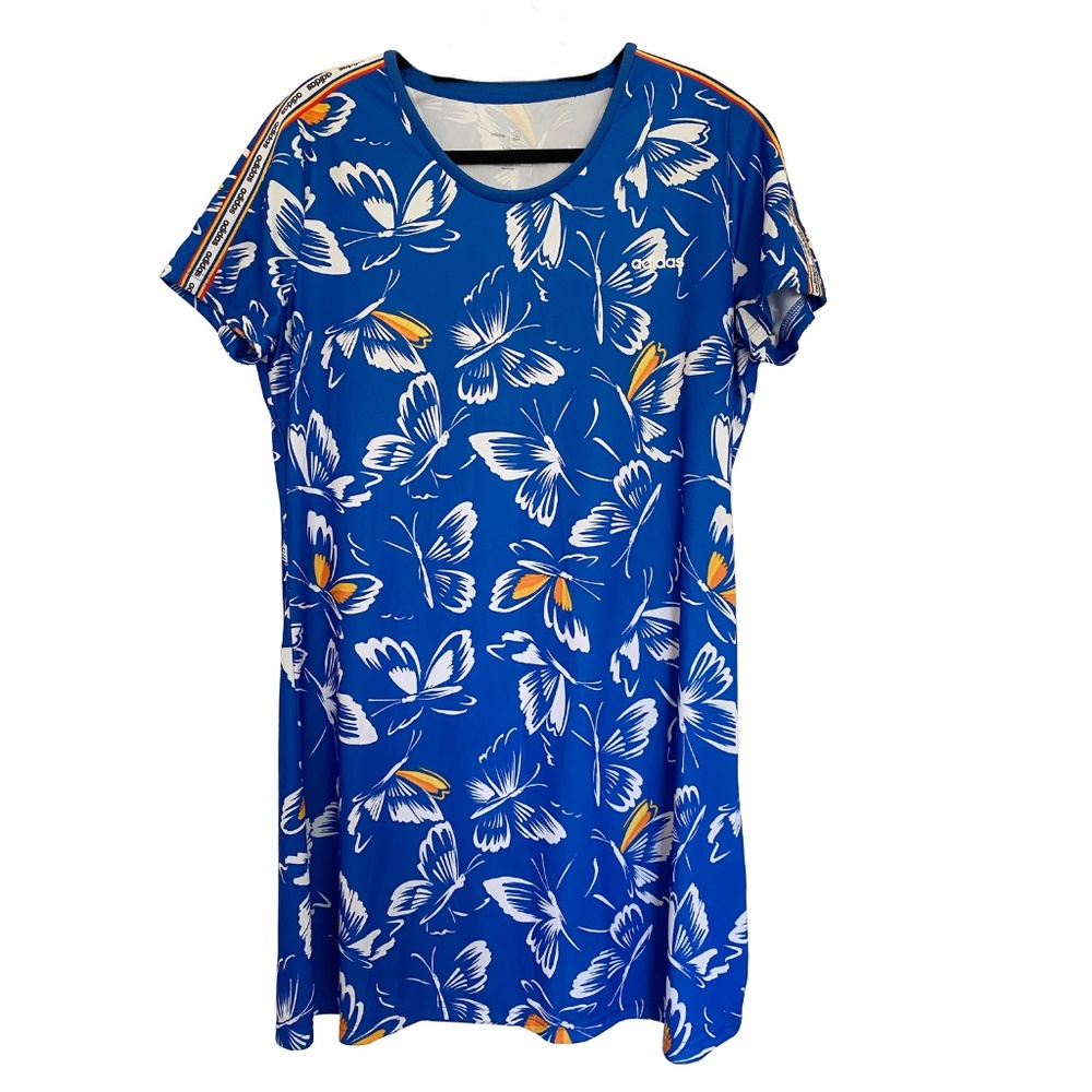 Adidas Blue Butterfly Print Mini Dress